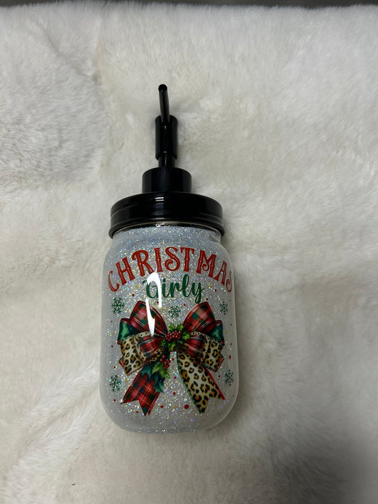 Christmas bow soap jar