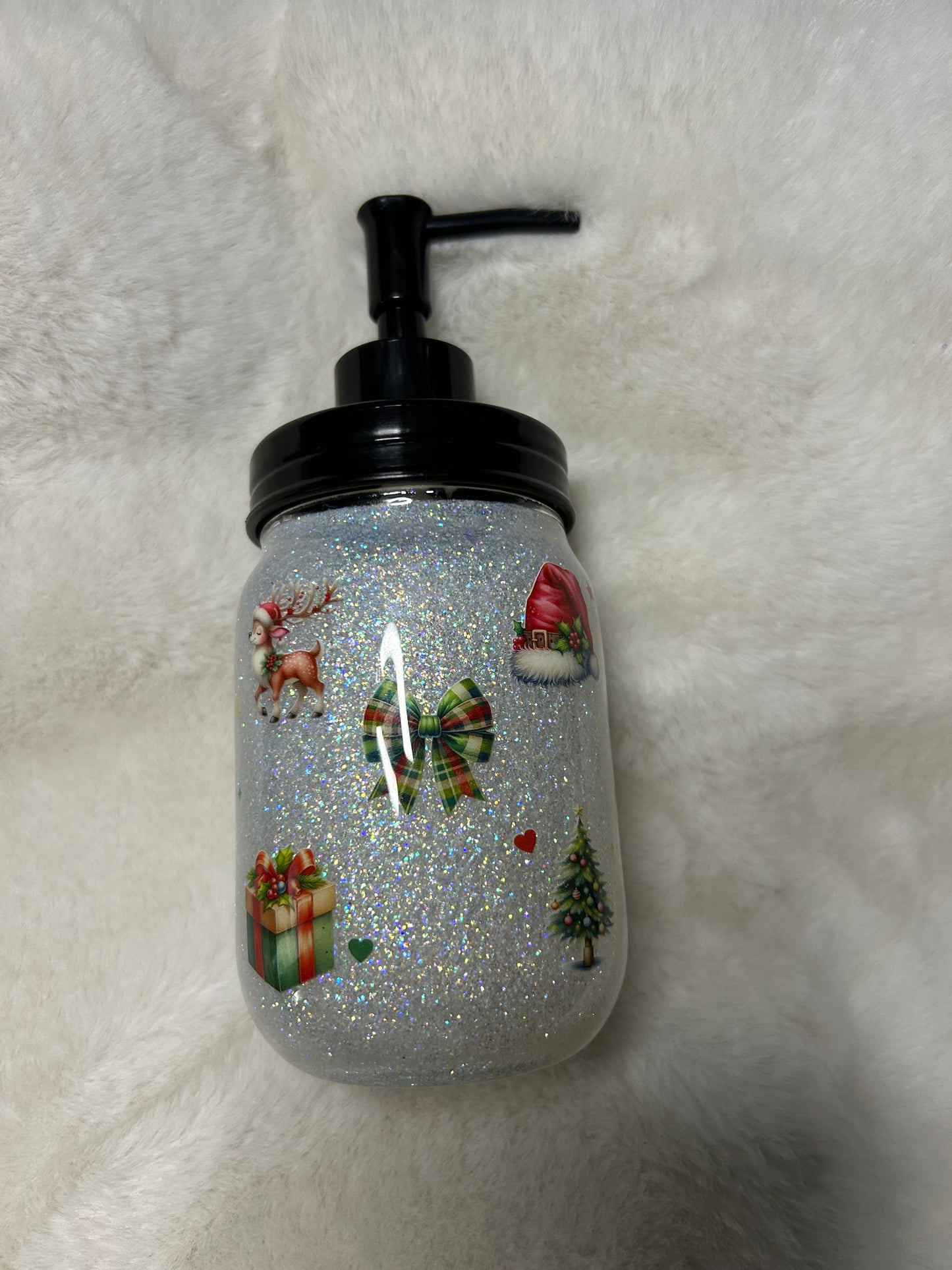 Christmas bow soap jar